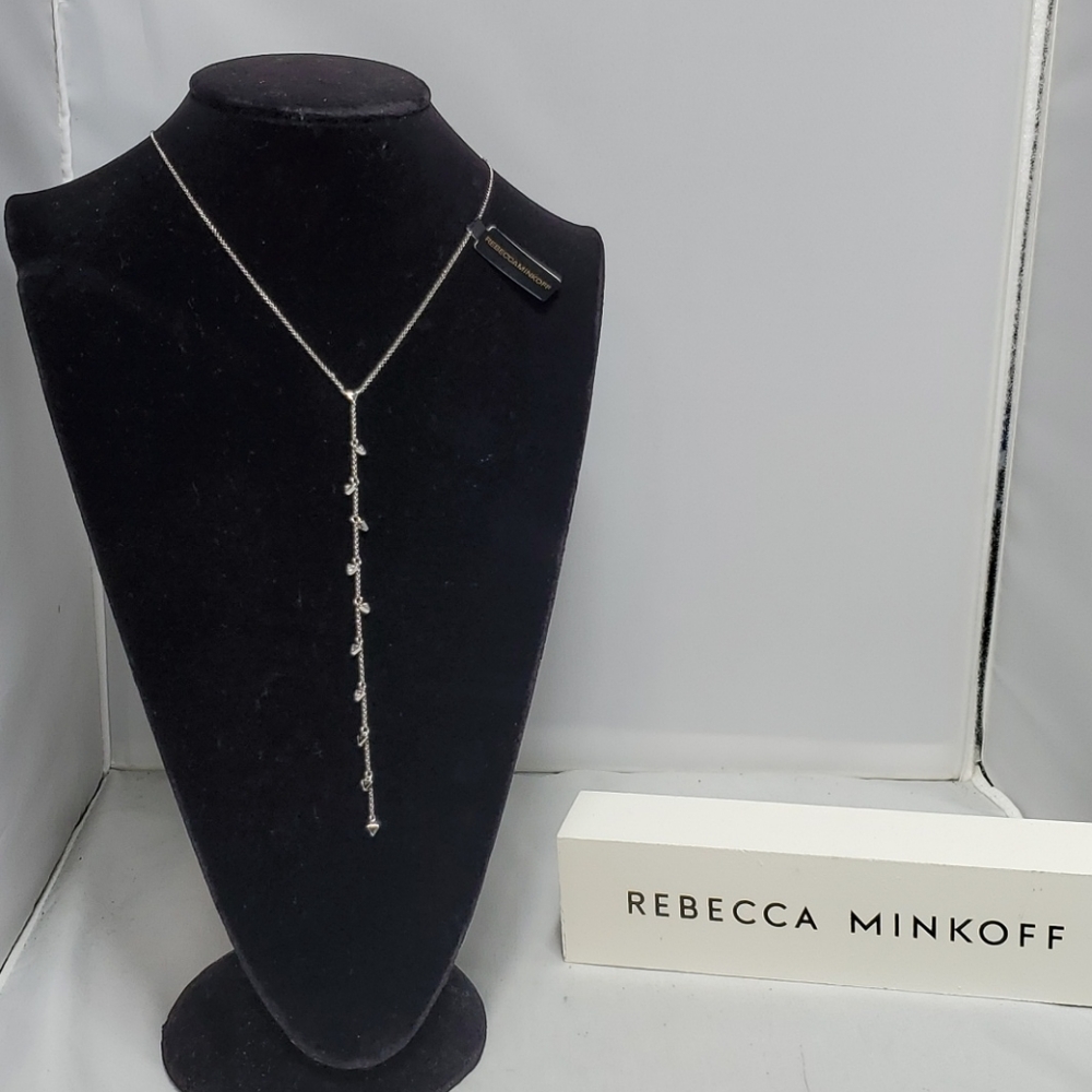 Rebecca minkoff silver floating triangle Y necklace